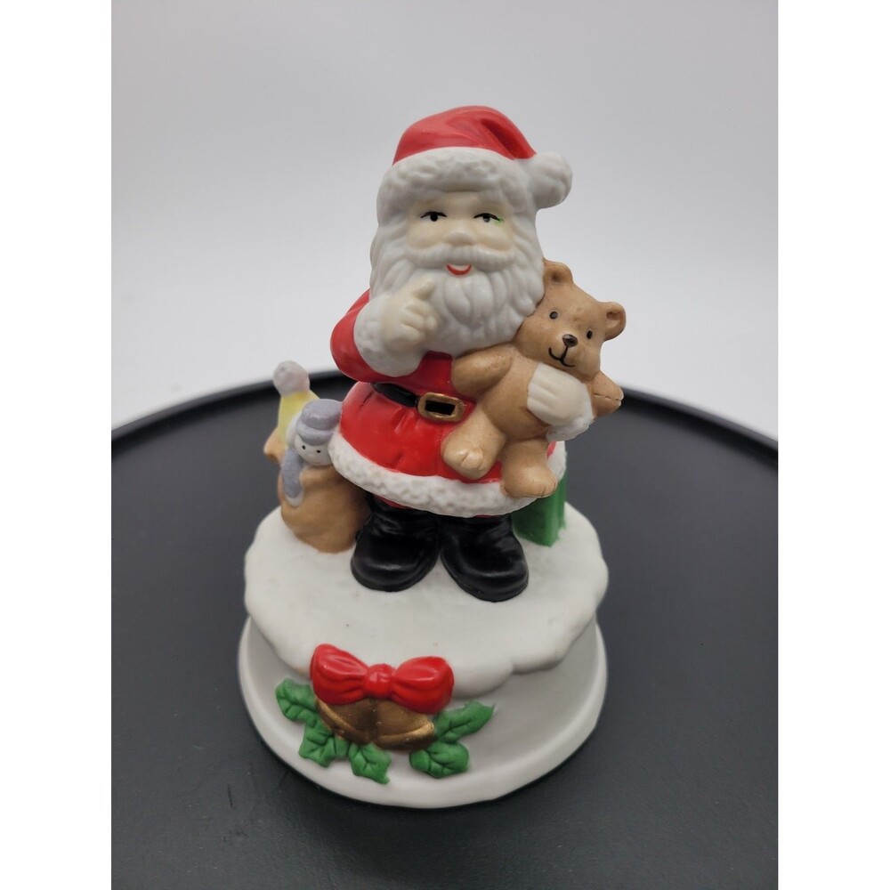 Vintage Ceramic Christmas Musical Wind Up Santa Plays Here Comes Santa Claus 6"
